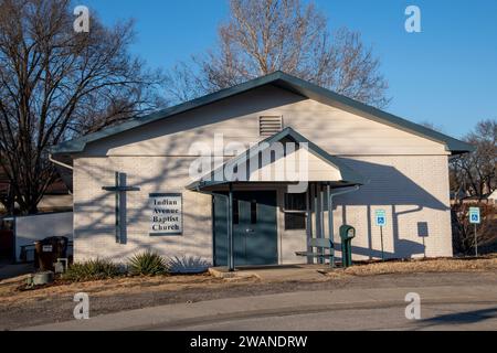 Lawerence, Kansas. Église baptiste sur le terrain de la Haskell Indian Nations University. Haskell continue de répondre aux besoins éducatifs de l'Amérique Banque D'Images