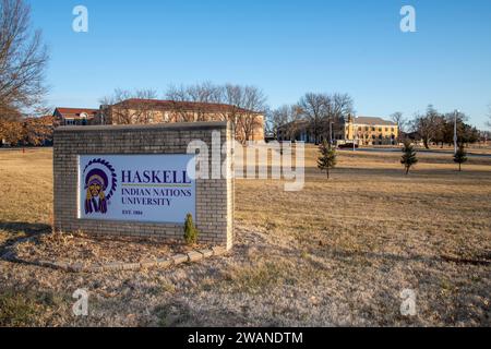 Lawrence, Kansas. Haskell Indian Nations University. Haskell continue de répondre aux besoins éducatifs des Amérindiens et des autochtones de l'Alaska Banque D'Images