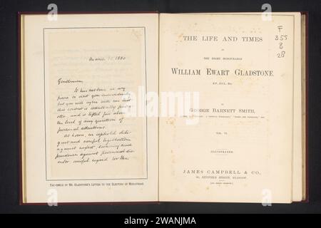 The Life and Times of the très honorable William Ewart Gladstone volume VI, George Barnett Smith, 1882 livre Glasgow paper. carton. impression de lin (matériel) Banque D'Images