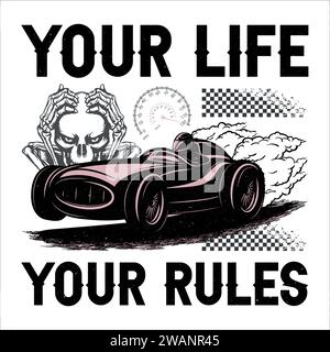 Motif voiture T-shirt Illustration de Vecteur