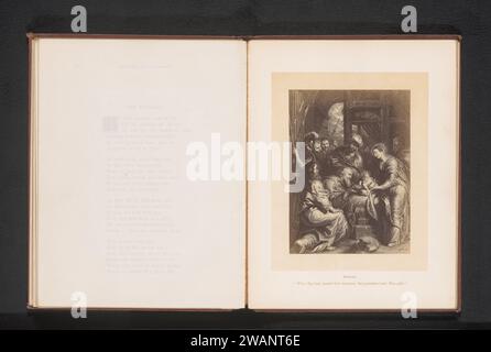 Production photographique d'une impression à une peinture, représentant le culte des sages, Anonyme, d'après Pierre Paul Rubens, c. 1861 - en ou avant 1871 photographie support photographique impression albumen adoration des rois : les Sages présentent leurs dons à l'enfant-Christ (or, encens et myrrhe) Banque D'Images