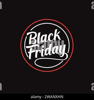 Texte Black Friday avec dessin vectoriel de lettrage manuscrit en forme de cercle Illustration de Vecteur