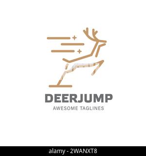 modèle de vecteur de logo linéaire simple de saut de cerf Illustration de Vecteur