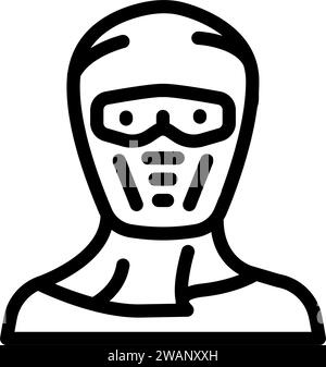 illustration vectorielle d'icône de ligne de visage de masque de ninja Illustration de Vecteur