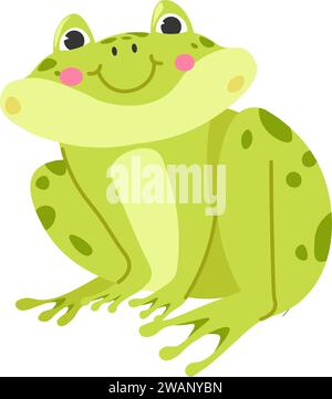 Personnage de grenouille avec expression faciale souriante Illustration de Vecteur