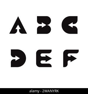 Collection de lettres avec concept de vecteur flèche, lettres alphabets un concept de style flèche Illustration de Vecteur