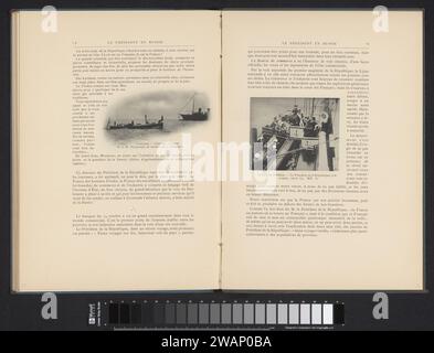 Le président Félix Faure reçoit le tsar Nicolaas II de Russie et la tsarine Alexandra Fjodorovna à bord des navires collotypes de papier photomécanique Kruiser Pothuau, Anonymous, 1897 (en général). souverain, souverain. Rule, Sovereign - BB - règle féminine Banque D'Images