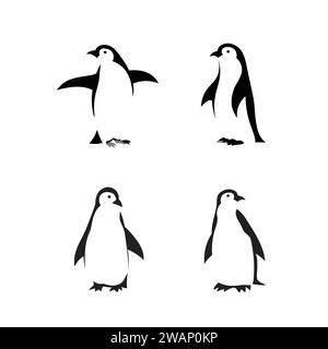 illustration de conception de vecteur de silhouette de pingouin mignon Illustration de Vecteur