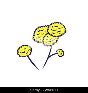 Fleurs abstraites black line art isolé sur blanc Illustration de Vecteur