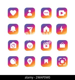 icône de médias sociaux définie dans une couleur vectorielle dégradée Illustration de Vecteur