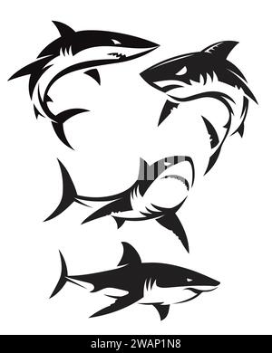 collection de vecteur de logo de requin simple abstrait sur fond blanc Illustration de Vecteur