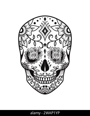 Dessin à la main de Day of the Dead Sugar Skuls illustration vectorielle Illustration de Vecteur