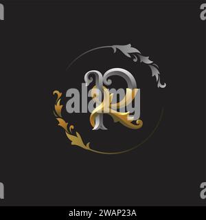 Vintage lettre d'alphabet ornemental R avec illustration vectorielle de cadre décoratif floral Illustration de Vecteur