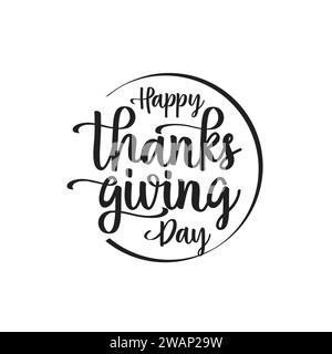 Joyeux Thanksgiving Day conception vectorielle de style cercle de typographie pour les cartes de voeux Illustration de Vecteur