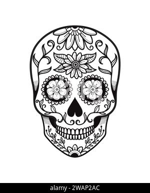 Dessin à la main de Day of the Dead Sugar Skuls illustration vectorielle Illustration de Vecteur
