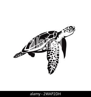 illustration vectorielle de silhouette de natation de tortue de mer Illustration de Vecteur