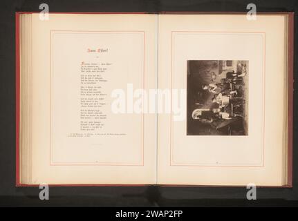 Production photographique d'une peinture, représentant une famille prier pour la nourriture, Franz Hanfstaengl, d'après Franz von Defregger, en ou après 1875 - en ou avant 1885 photographie Allemagne support photographique albumine imprimer vie de famille à la maison. prière à table, disant grâce Banque D'Images