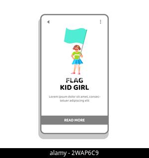 vecteur enfant fille drapeau heureux Illustration de Vecteur