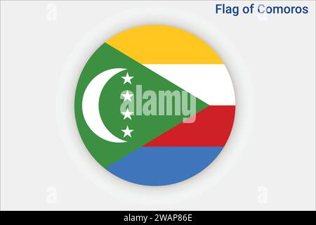 Drapeau haut détaillé des Comores. Drapeau national des Comores. Afrique. Illustration 3D. Illustration de Vecteur
