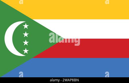 Drapeau haut détaillé des Comores. Drapeau national des Comores. Afrique. Illustration 3D. Illustration de Vecteur