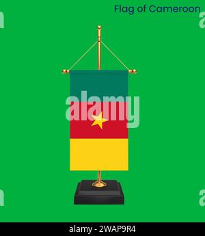 Drapeau haut détaillé du Cameroun. Drapeau national du Cameroun. Afrique. Illustration 3D. Banque D'Images