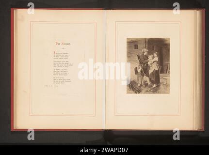 Production photographique d'un tableau, représentant un chasseur salua sa famille, Franz Hanfstaengl, d'après Franz von Defregger, c. 1875 - en ou avant 1885 photographie Allemagne support photographique impression albumen vie de famille. hunter Banque D'Images