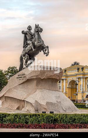 Monument cavalier en bronze de ZAR Peter à St. Petersburg, Russie Banque D'Images