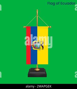 Drapeau détaillé élevé de l'Équateur. Drapeau national de l'Équateur. Amérique du Sud. Illustration 3D. Banque D'Images