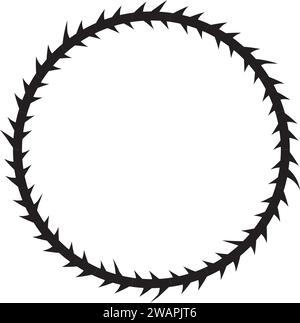 Image minimaliste en noir et blanc d’un cercle fait de pointes en forme d’épines symbolisant la couronne du Christ Illustration de Vecteur