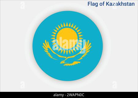 Drapeau détaillé élevé du Kazakhstan. Drapeau national du Kazakhstan. Asie. Europe. Illustration 3D. Illustration de Vecteur