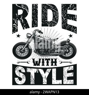 Conception de T-shirt moto Illustration de Vecteur