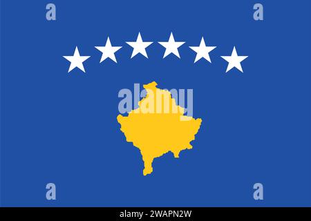 Drapeau haut détaillé du Kosovo. Drapeau national du Kosovo. Europe. Illustration 3D. Illustration de Vecteur