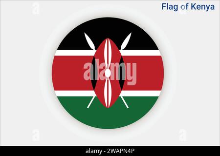 Drapeau détaillé élevé du Kenya. Drapeau national du Kenya. Afrique. Illustration 3D. Illustration de Vecteur