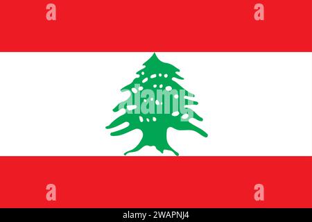High detailed flag of Lebanon. National Lebanon flag. Asia. 3D illustration. Banque D'Images