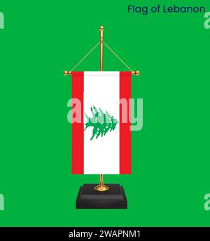 High detailed flag of Lebanon. National Lebanon flag. Asia. 3D illustration. Banque D'Images