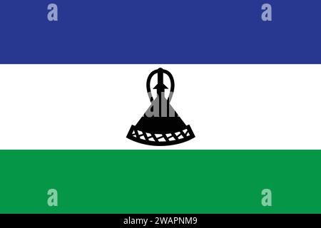 Drapeau haut détaillé du Lesotho. Drapeau national Lesotho. Afrique. Illustration 3D. Illustration de Vecteur