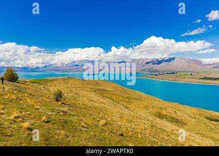 Une vue aérienne du lac Tekapo en Nouvelle-Zélande Banque D'Images