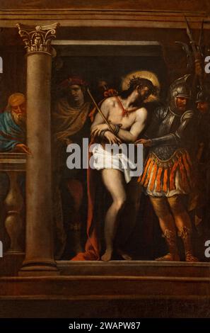 TRÉVISE, ITALIE - 4 NOVEMBRE 2023 : la peinture de 'Ecce Homo' dans l'église Chiesa di San Gaetano par un artiste inconnu. Banque D'Images