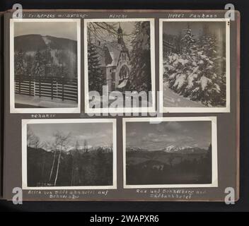 Vacances de sports d'hiver à Semmering, Autriche, Berti Hoppe (possible), 1930 photographier cinq paysages d'hiver avec des bâtiments à Semmering. Les légendes indiquent qu'il s'agit de l'hôtel Erzherzog Johann, d'une église, de l'hôtel Panhans et du Südbahnhotel. Ces photos font partie d'un album. Semmering carton. support photographique gélatine argentique paysage d'hiver ; paysage symbolisant l'hiver (les quatre saisons de l'année). hôtel, hôtellerie, auberge. église (extérieur) Semmering Banque D'Images