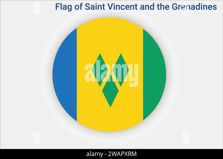 Drapeau haut détaillé de Saint-Vincent-et-les Grenadines. Drapeau national de Saint-Vincent-et-les Grenadines. Amérique du Nord. Illustration 3D. Illustration de Vecteur