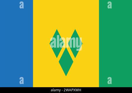 Drapeau haut détaillé de Saint-Vincent-et-les Grenadines. Drapeau national de Saint-Vincent-et-les Grenadines. Amérique du Nord. Illustration 3D. Illustration de Vecteur