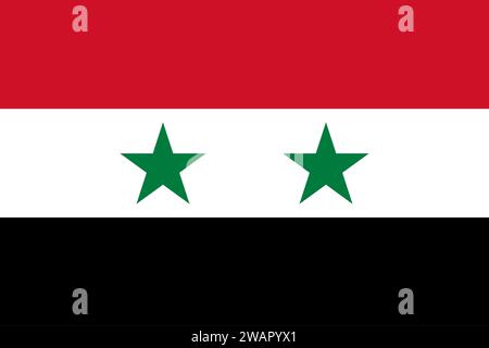Drapeau détaillé élevé de Syrie. Drapeau national syrien. Asie. Illustration 3D. Banque D'Images