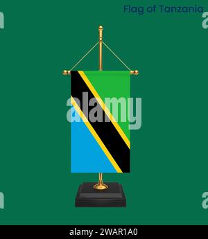 Drapeau détaillé élevé de Tanzanie. Drapeau national de Tanzanie. Afrique. Illustration 3D. Banque D'Images