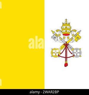 Drapeau haut détaillé de la Cité du Vatican. Drapeau national de la Cité du Vatican. Europe. Illustration 3D. Illustration de Vecteur