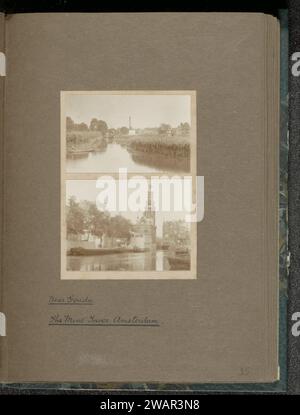 Tour Munt à Amsterdam vue du Singel, 1912 photographie partie de l'album photo de l'excursion aux pays-Bas de l'association britannique de photographes amateurs P.C.U.K. Amsterdam support photographique gélatine argentique voyage ; tourisme. tour, tour de l'horloge  ornement monumental. Porte  ville fortifiée Amsterdam. Tour de menthe. Gay Banque D'Images