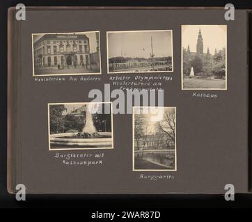 Visages à Vienne, Berti Hoppe (possible), 1930 - 1931 photographie cinq visages à Vienne. Les légendes indiquent qu'il s'agit du ministère des Affaires étrangères, de la mairie, du Burgtheater, du Burggarten et d'une vue de l'Arbeiterolympiade de 1931 dans le stade du Prater. Ces photos font partie d'un album. Vienna Cardboard. support photographique du conseil ministériel des tirages argentiques à la gélatine. townhall. théâtre (bâtiment). Jardins publics, parc Burgtheater. Hôtel de ville de Vienne Banque D'Images