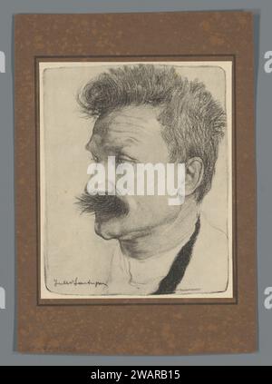 Reproduction d'un portrait signé de Stijn Streuvels, Anonyme, d'après Jules Fonteyne, dans ou après 1910 portrait collotype d'écrivain sur papier imprimé photomécanique Banque D'Images