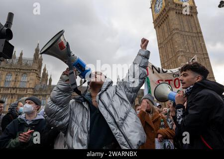 Londres/Royaume-Uni 06 JANVIER 2024, des manifestants anti-guerre se sont rassemblés dans le centre de Londres pour réclamer un cessez-le-feu total à Gaza. Crédit : Aubrey Fagon/Alamy Live News Banque D'Images