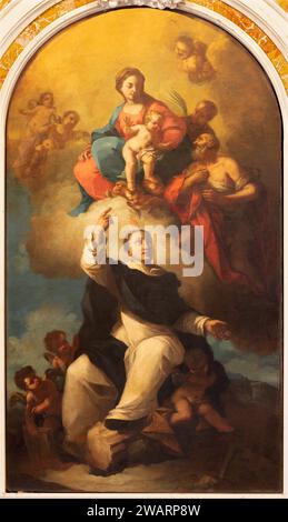 Vicenza - la peinture baroque de Madonna, St. Vincente Ferrer et St. Jérôme et St. Vincent martyr dans le chruch Chiesa di Santa Corona Banque D'Images