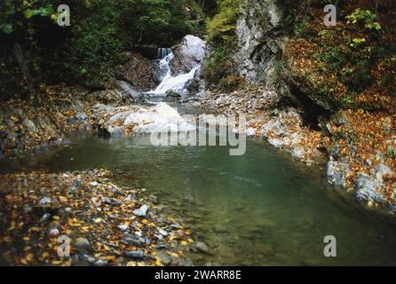 Cascade de Putna à Lepsa, comté de Vrancea, Roumanie, env. 1992 Banque D'Images